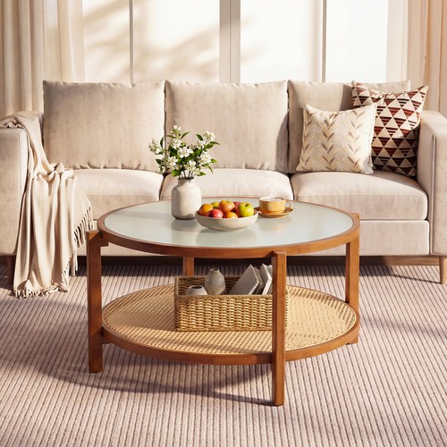 Rattan coffee table tier - rattan, 2-tier